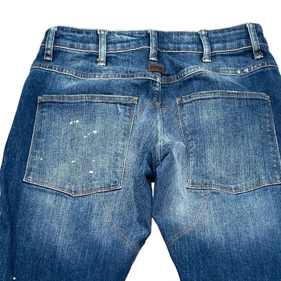 G-STAR RAW MENS JEANS 5620 3D SLIM W28 L32 BLUE DISTRESSED PAINT BIKER DENIM - Picture 5 of 9